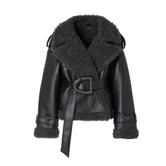 Autumn and winter collar fur one-piece short jacket