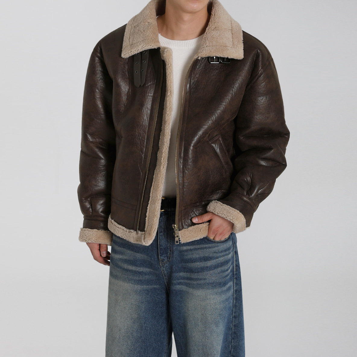 PU Leather Cotton Coat