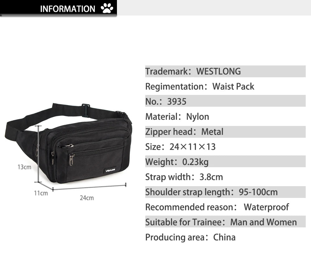 Westlong Casual Fanny Pack With Phone Compartment| Durable
