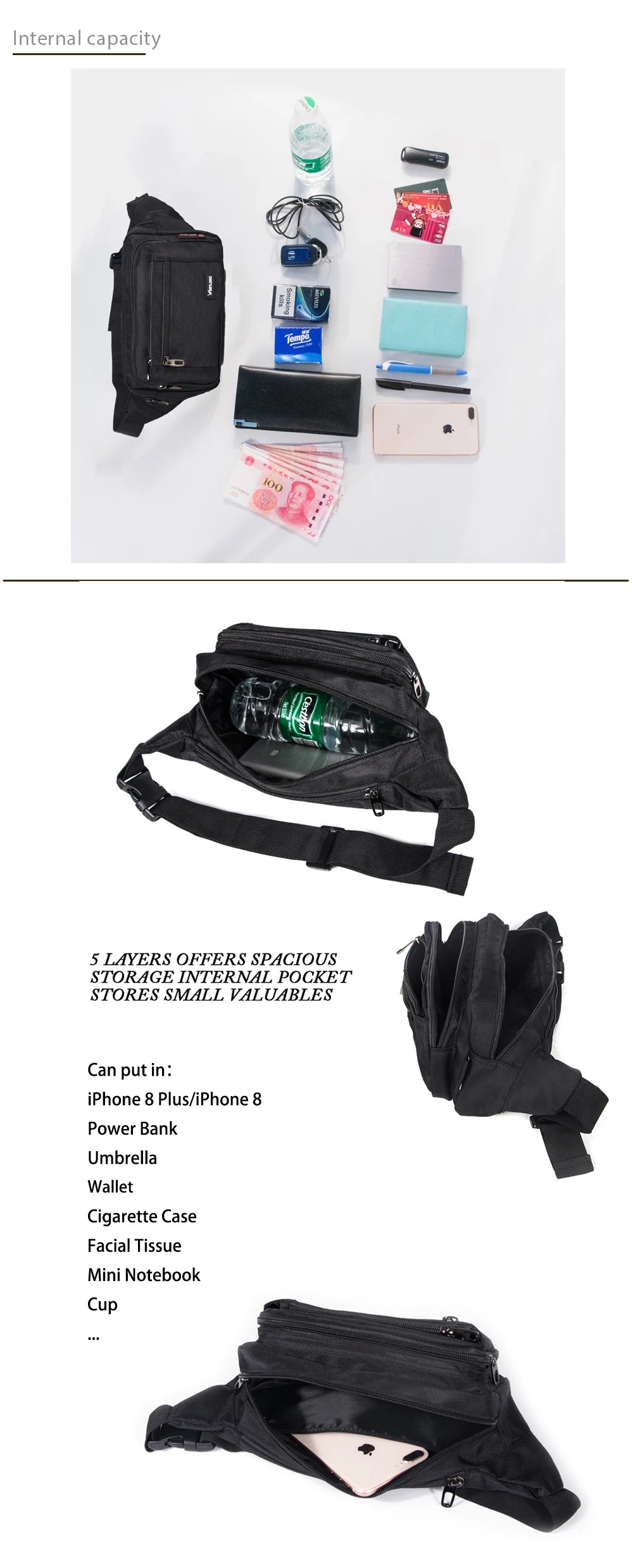 Westlong Casual Fanny Pack With Phone Compartment| Durable