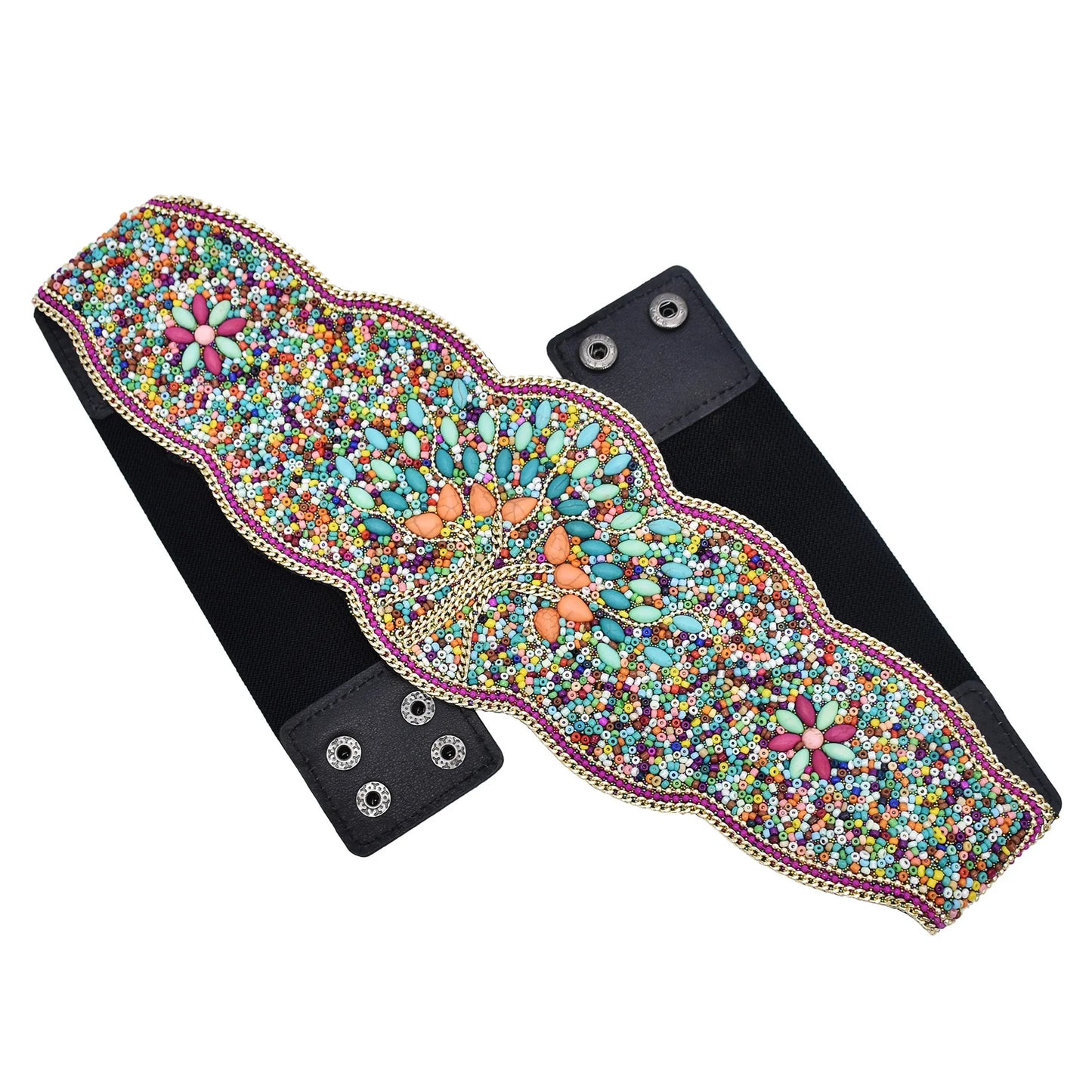 Luxurymania24 Hand-Beaded Boho Flower Waist Belt For Women