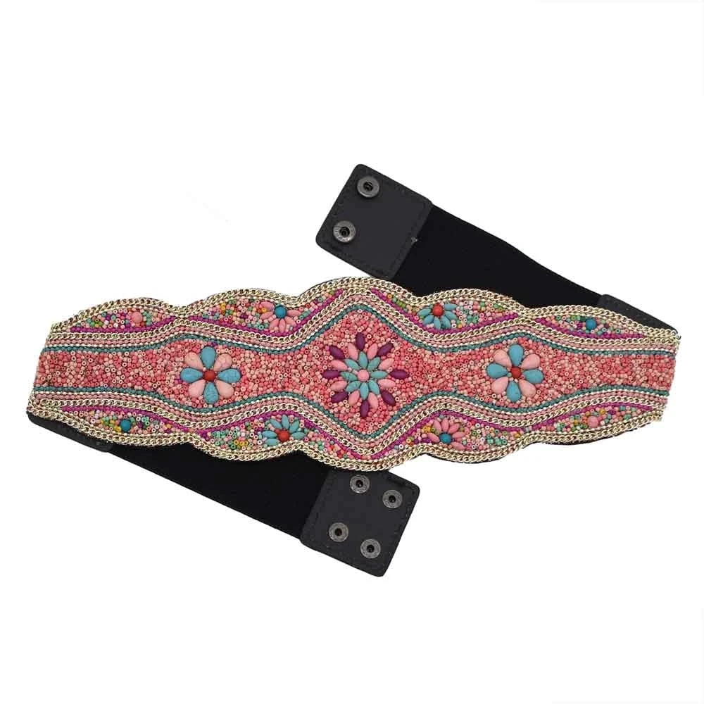 Luxurymania24 Hand-Beaded Boho Flower Waist Belt For Women