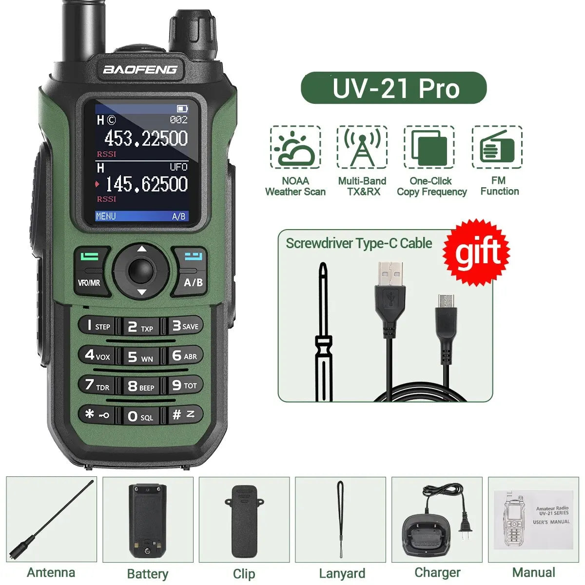 Baofeng UV 21 Pro Walkie Talkie with Multi-Band Frequency