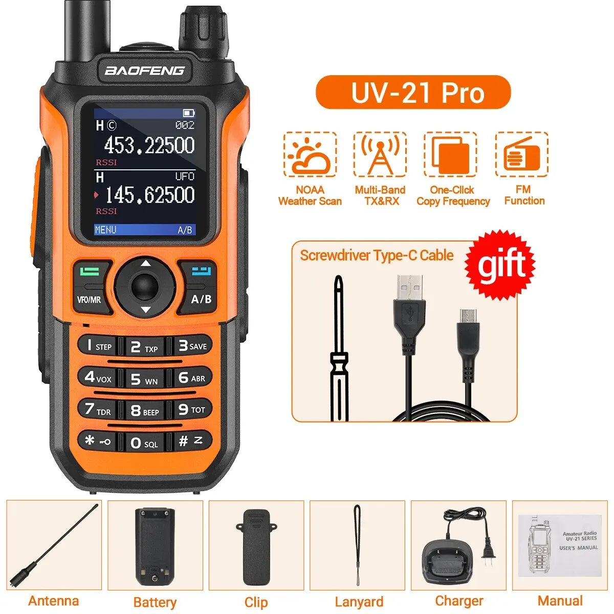 Baofeng UV 21 Pro Walkie Talkie with Multi-Band Frequency