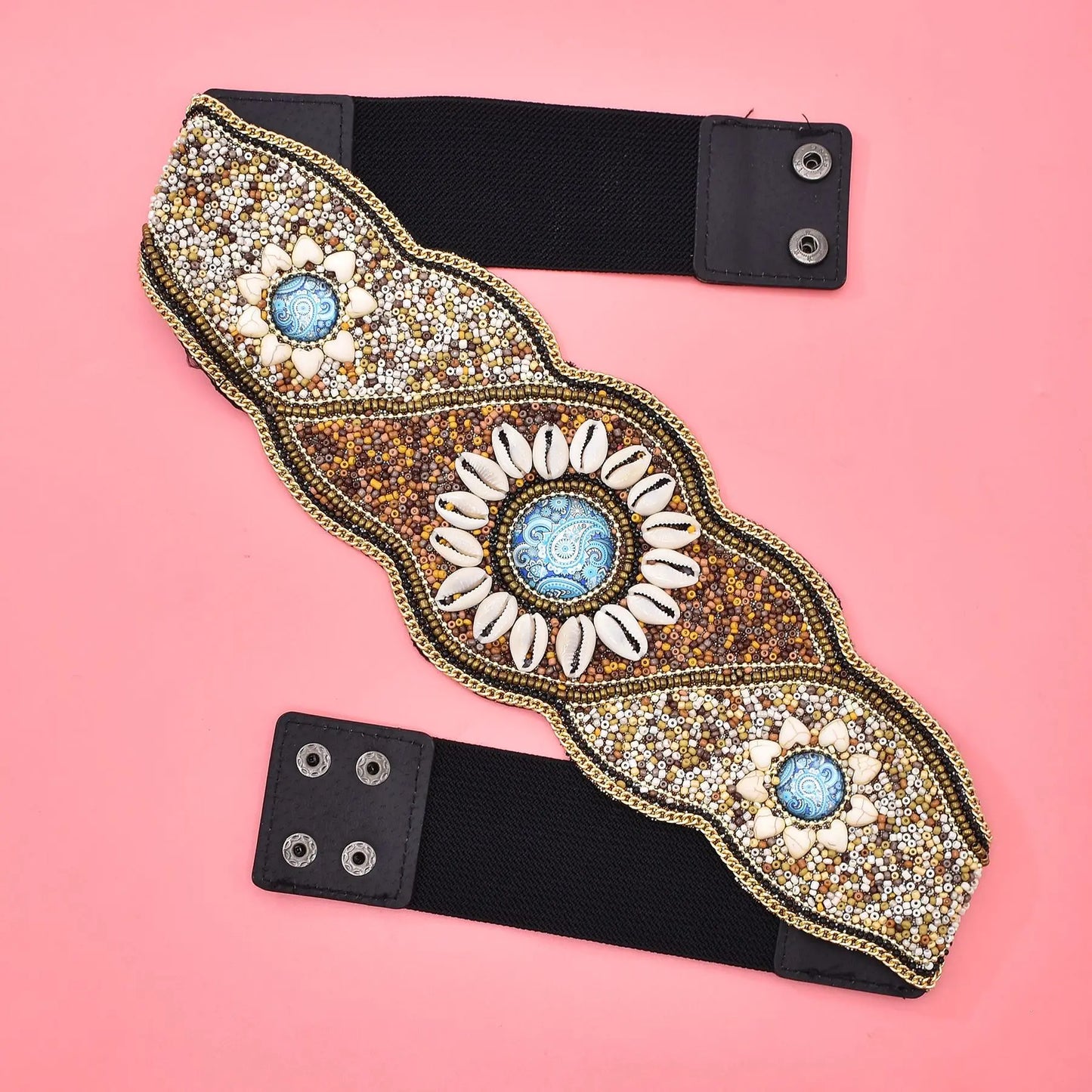 Luxurymania24 Hand-Beaded Boho Flower Waist Belt For Women