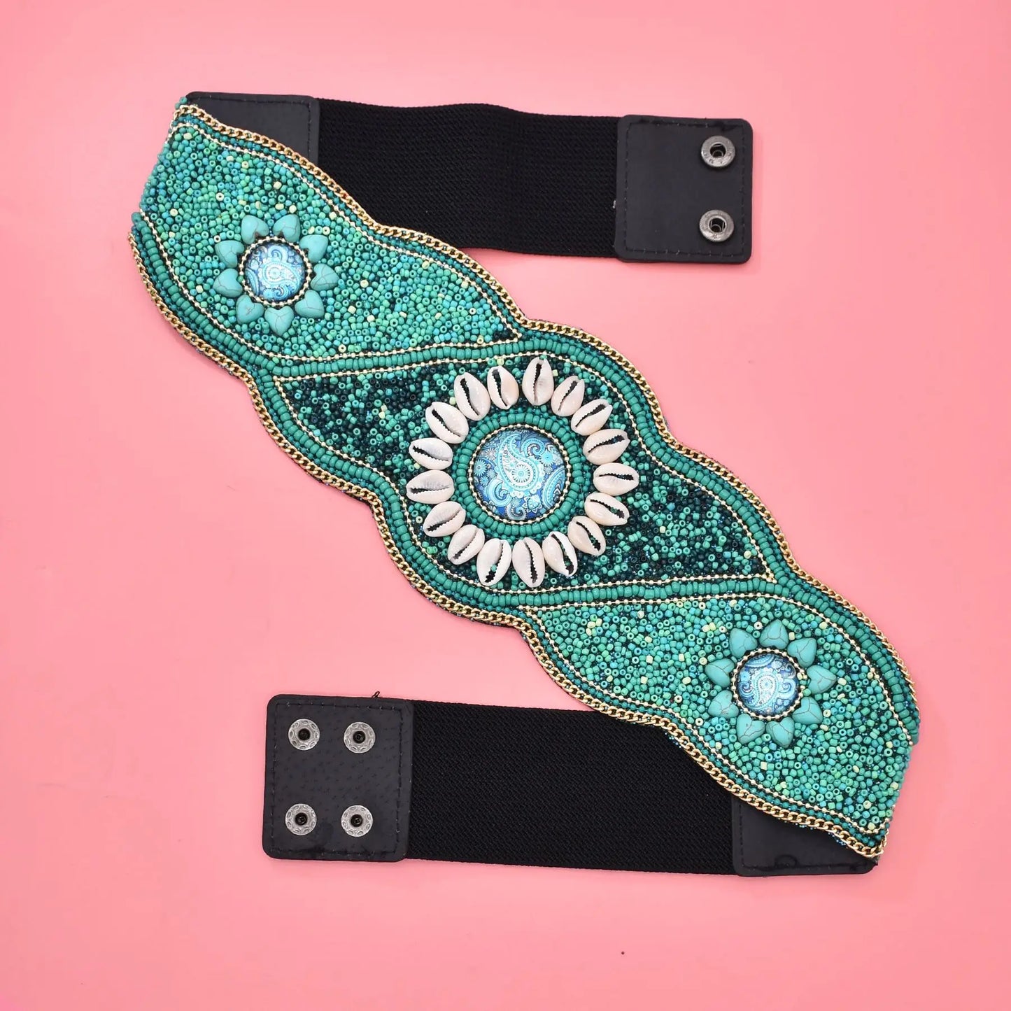 Luxurymania24 Hand-Beaded Boho Flower Waist Belt For Women