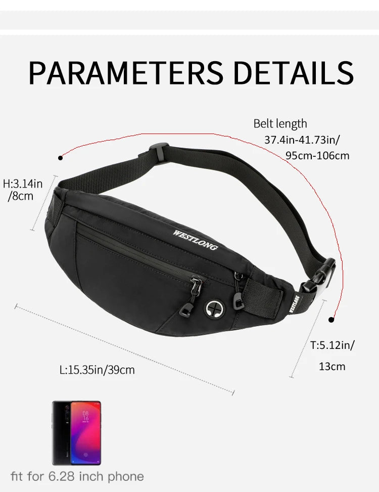 Westlong Casual Fanny Pack With Phone Compartment| Durable