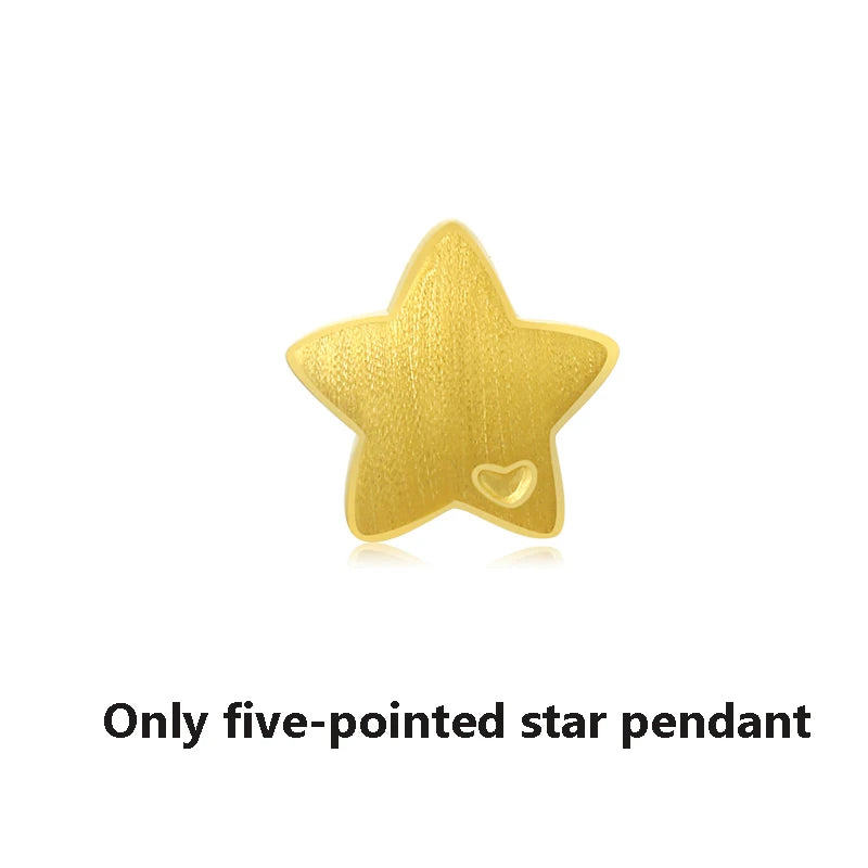 Gold five-pointed star pendant on a white background