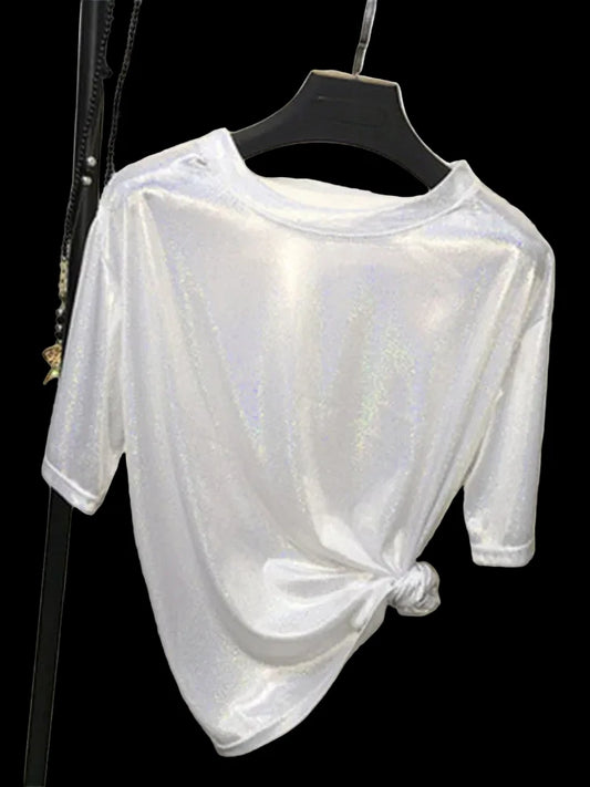 summer Bright Silk Shiny T-Shirt.
