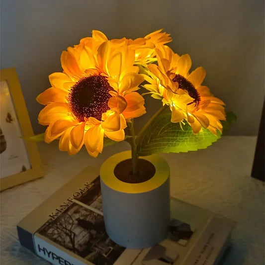 Floral Sunflower LED Night Light - Decorative Vibe Lamp for Bedroom & Holiday Accents