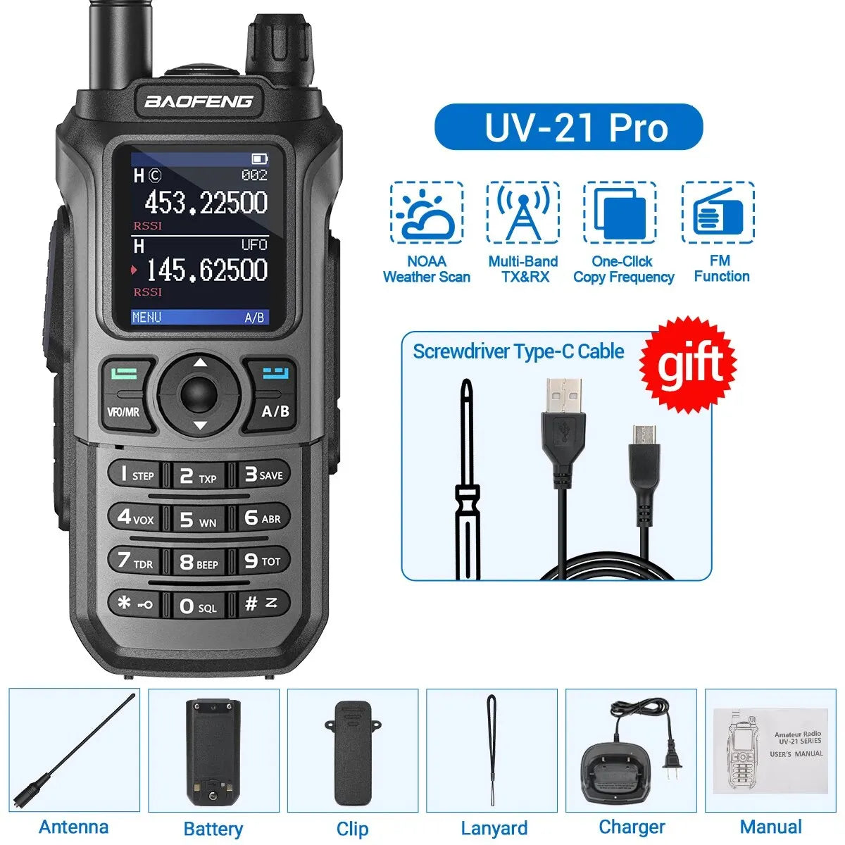 Baofeng UV 21 Pro Walkie Talkie with Multi-Band Frequency