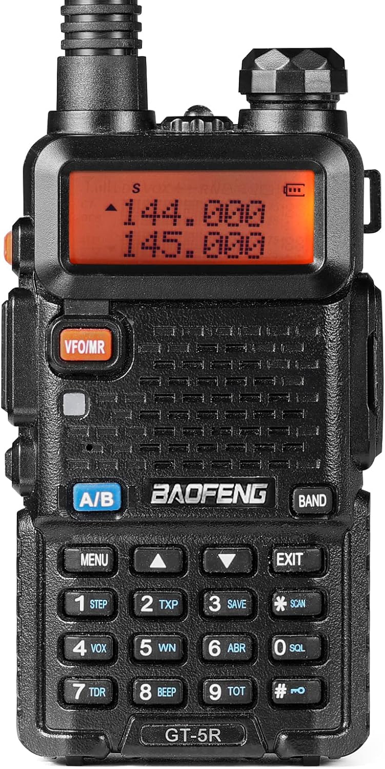 Baofeng GT-5R dual band walkie talkie by Luxurymania with orange display and keypad