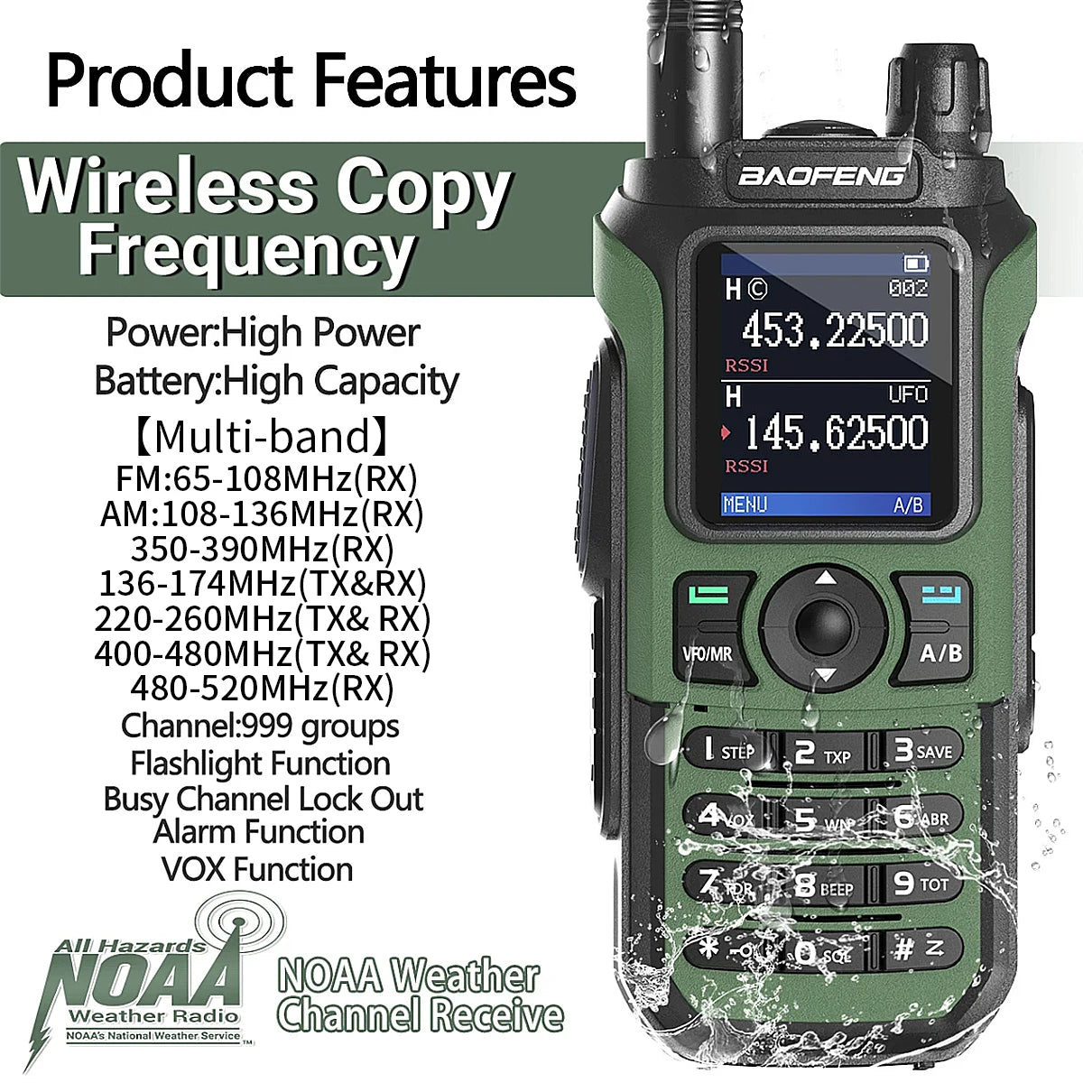 Baofeng UV 21 Pro walkie talkie with waterproof design and multi-band frequency support