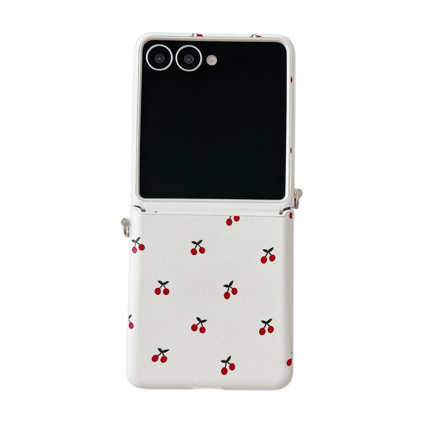 White Cherry Phone Case For Oppo Huawei slim foldable protective cover with red cherry print on white