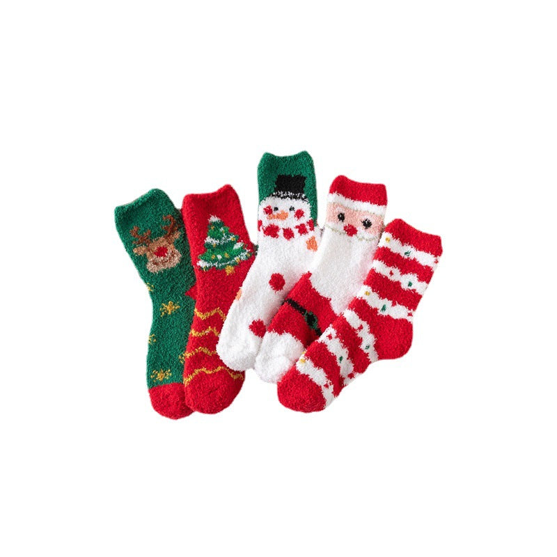 eprolo festive thick winter home socks for children in red green white with reindeer tree snowman Santa designs