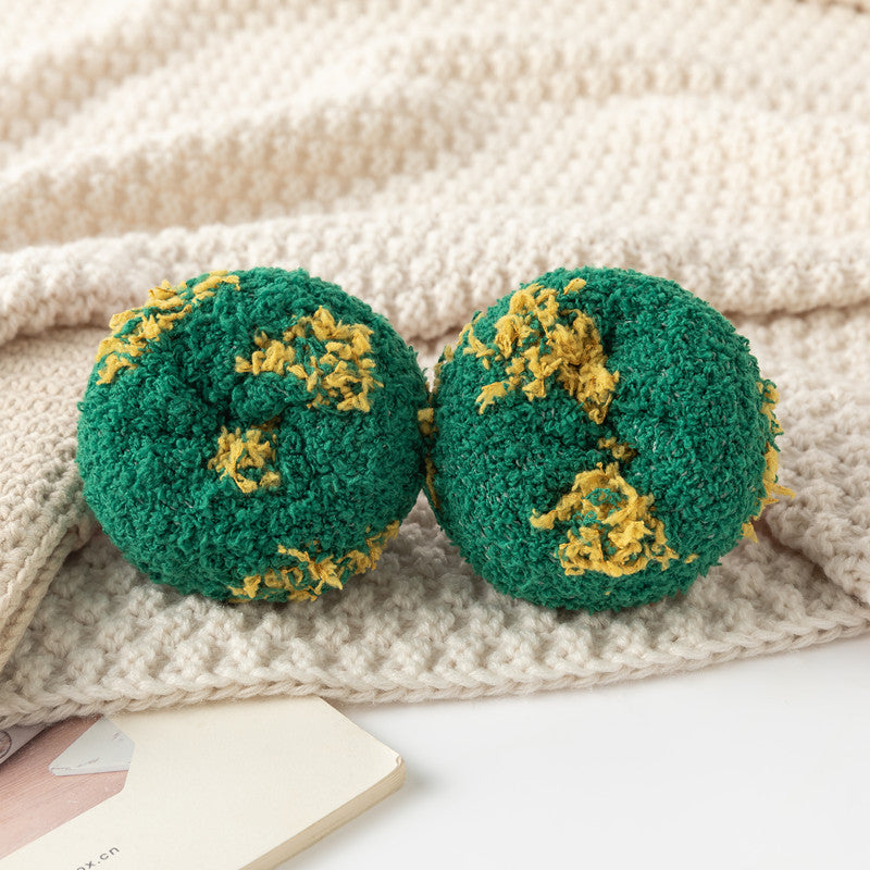 Eprolo thick winter home socks for children green fluffy pom pom socks on cream knitted blanket