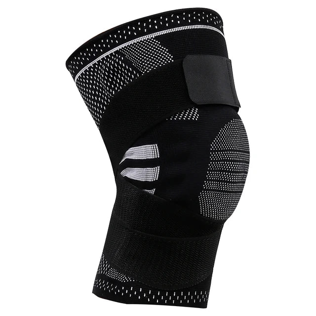 Detachable elastic knee support sleeve in black with breathable design for comfort and stability