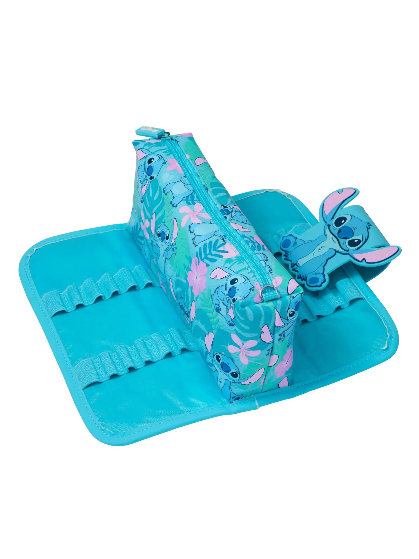 Smiggle school bag set for girls turquoise Stitch pencil case organiser with zip pouch and elastic pen slots for school