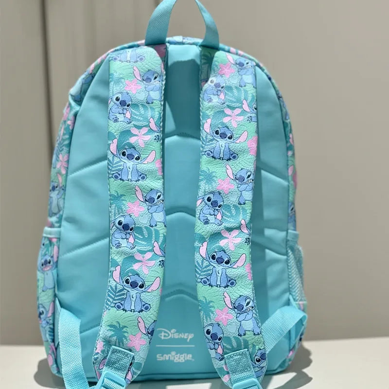 Smiggle school bag set for girls turquoise padded backpack with Disney Stitch print and adjustable straps