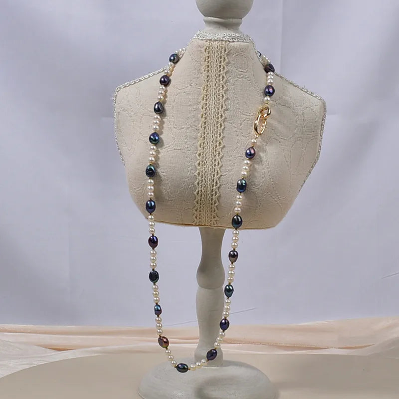 Elegant handmade freshwater pearl necklace for women featuring colourful beads and a gold clasp