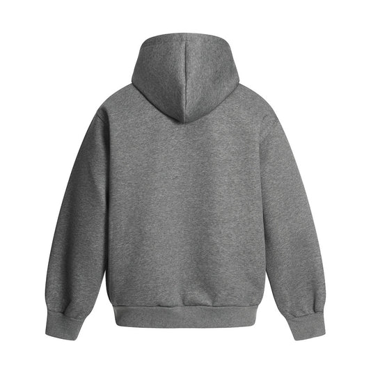 High Street Loose Fit sweatshirt plain grey back view with hood long sleeves ribbed cuffs and hem