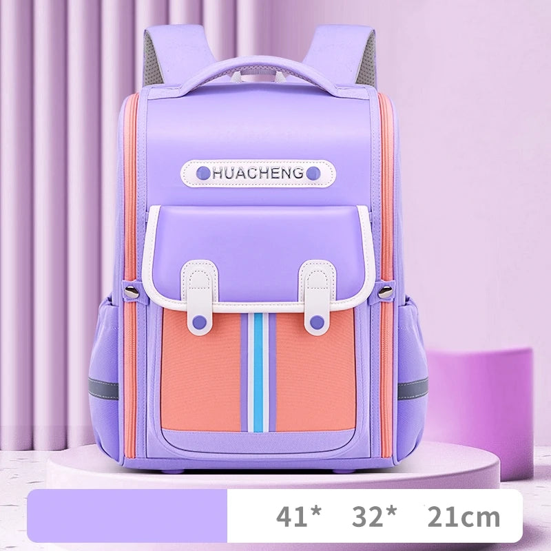 Luxurymania24 purple Huacheng school bag with front pocket and pastel stripe details fashion student backpack 2024