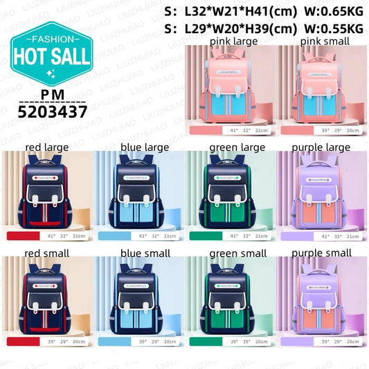 Luxurymania24 colourful school backpacks in red blue green purple large and small display fashion student backpack 2024