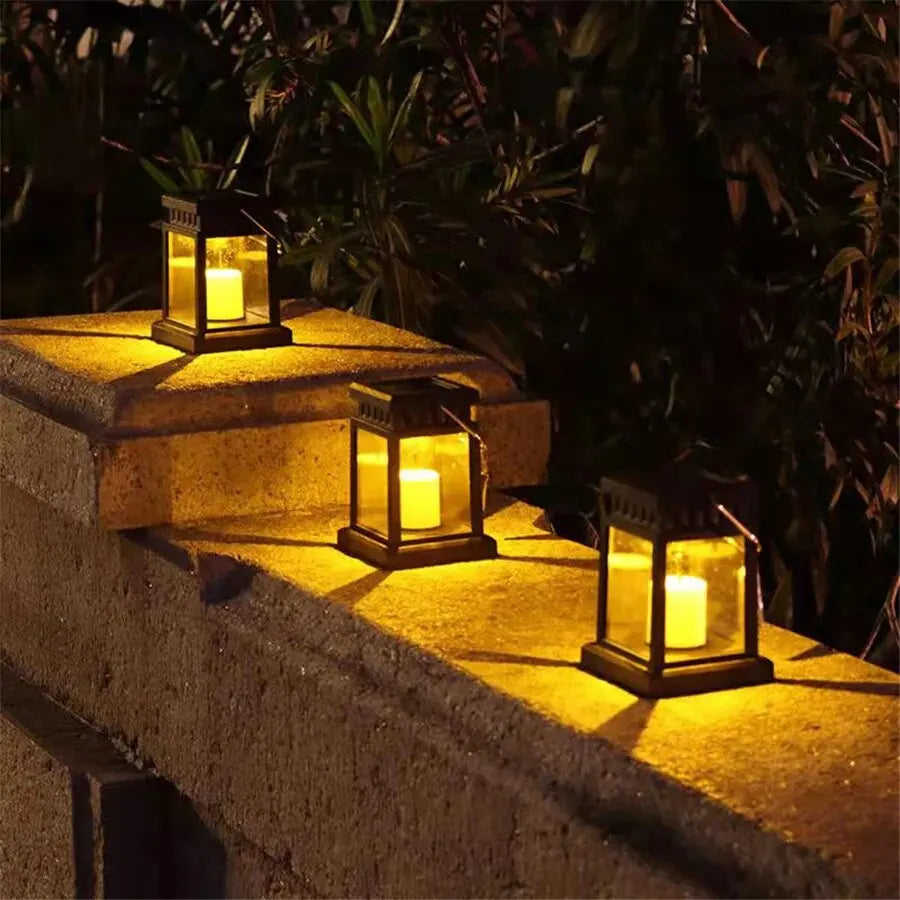 Black decorative lantern solar lights for garden - lightweight Solar outdoor lights