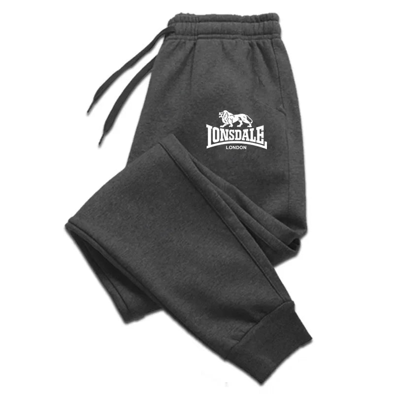 Dark gray Lonsdale London streetwear tracksuits mens jogger pants with elastic waist and cuffs