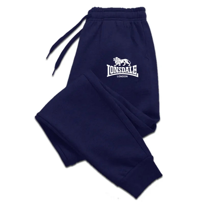 Lonsdale navy blue streetwear tracksuits mens joggers with elastic waistband and logo print