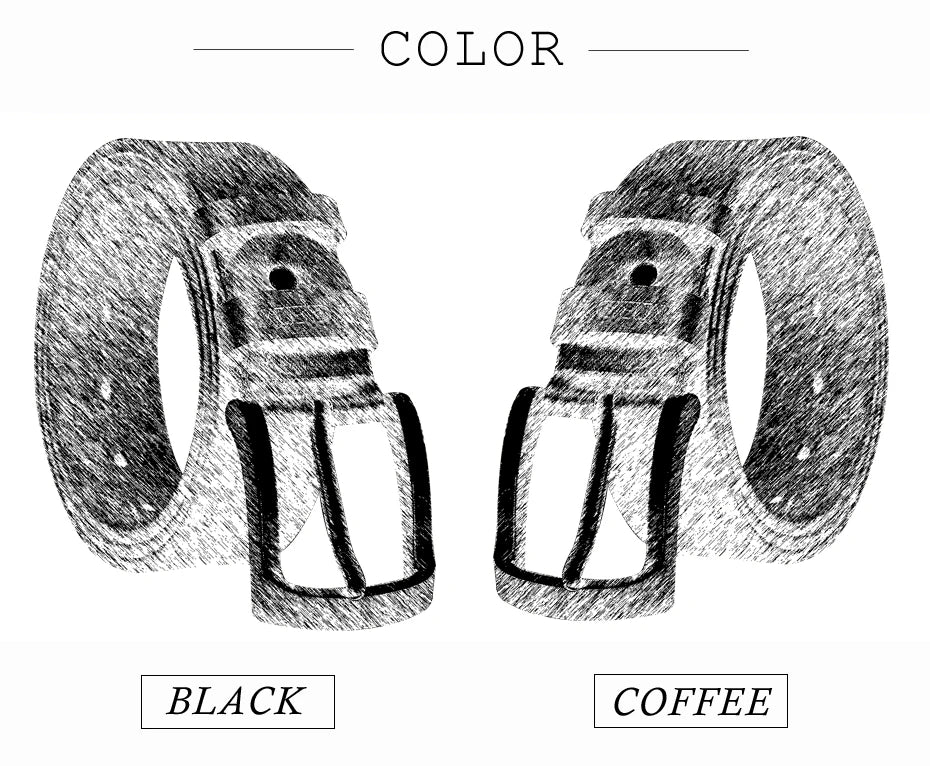 MEDYLA Leather Strap For Men by Luxurymania24 showing black and coffee leather belts with metal buckles