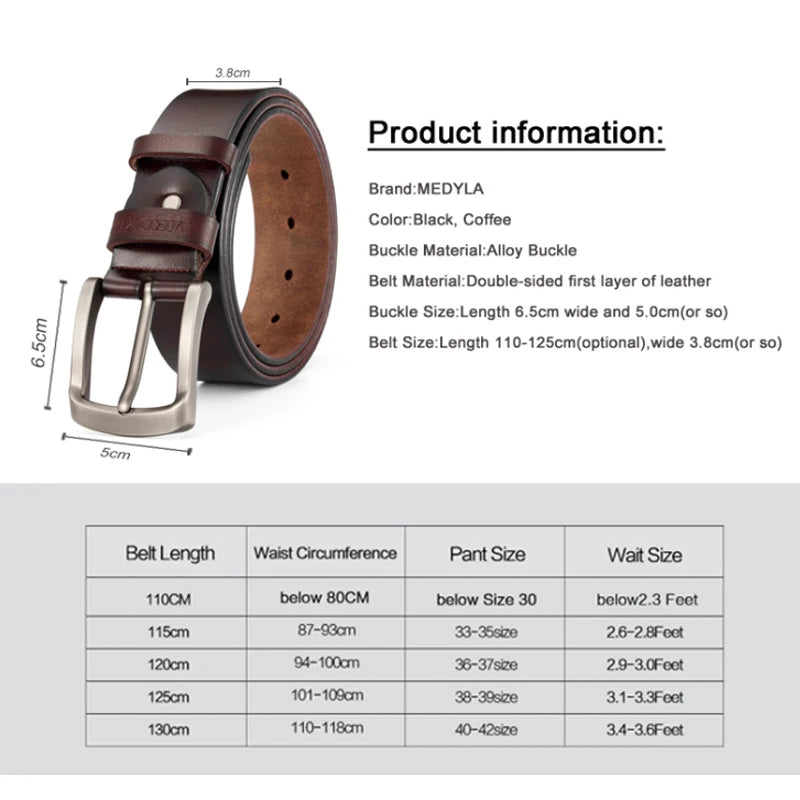 MEDYLA Leather Strap For Men brown double sided leather belt with alloy buckle by Luxurymania24