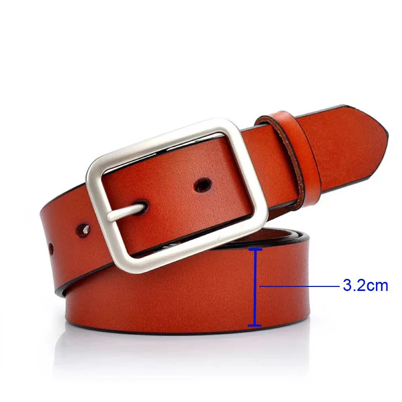 MEDYLA Leather Strap For Men brown mens belt with silver rectangular buckle three point two centimetre width by Luxurymania24