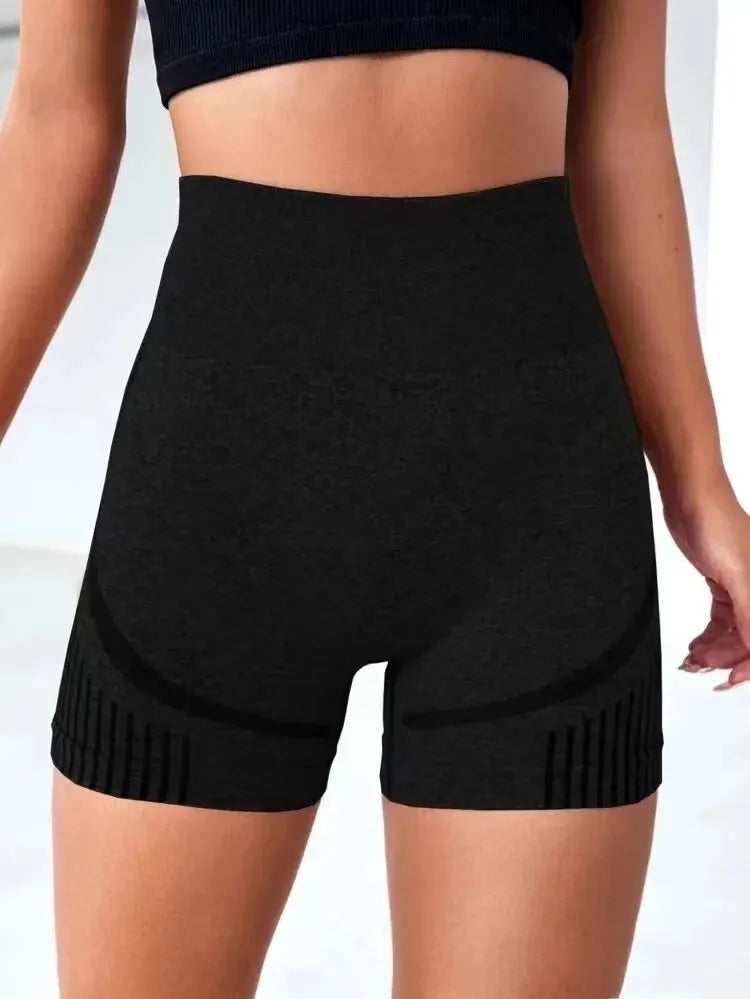 Black Butt Lift Fitness Shorts with high waist design for enhanced support and shaping