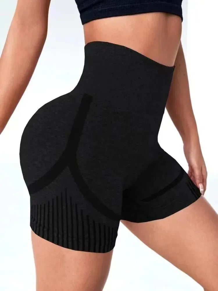 Black Butt Lift Fitness Shorts by Luxurymania24 with high waist and contour design for enhanced shaping