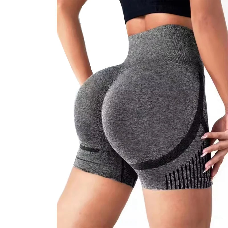 Grey seamless Butt Lift Fitness Shorts enhancing curves and support for workout and activewear