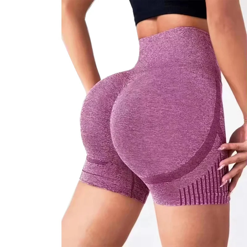Purple Butt Lift Fitness Shorts highlighting sculpted curves and seamless design for enhanced support