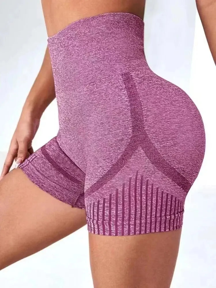 Purple Butt Lift Fitness Shorts with high waist and contour design for enhanced shaping