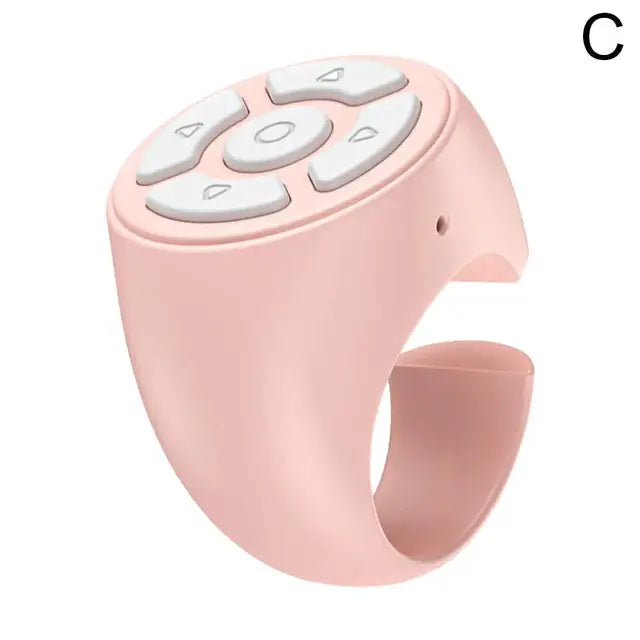 eprolo Bluetooth ring remote control in pink wearable selfie and media remote with five white buttons