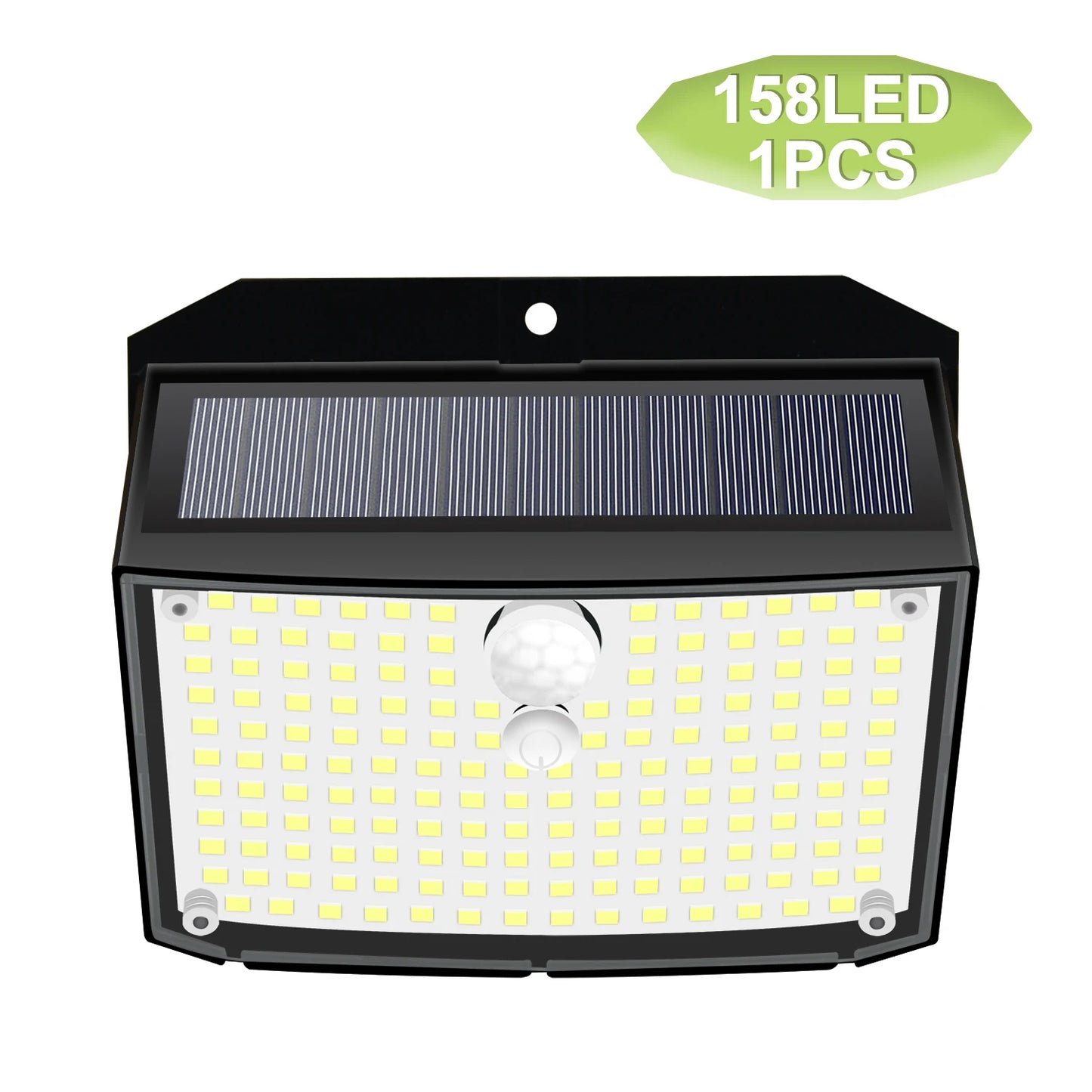 Black solar garden light with 158 LEDs for outdoor use
