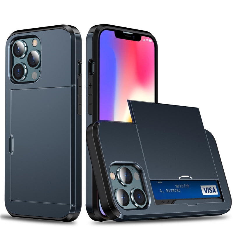 eprolo slide card insert phone case Apple slim protective wallet case for iPhone with camera cutout