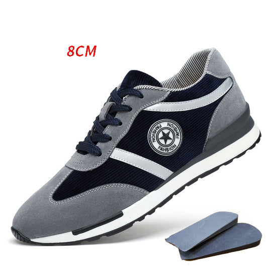 Luxurymania24 grey and navy Elevated Sole Fashion Sneakers Men with 8cm lift and removable insoles