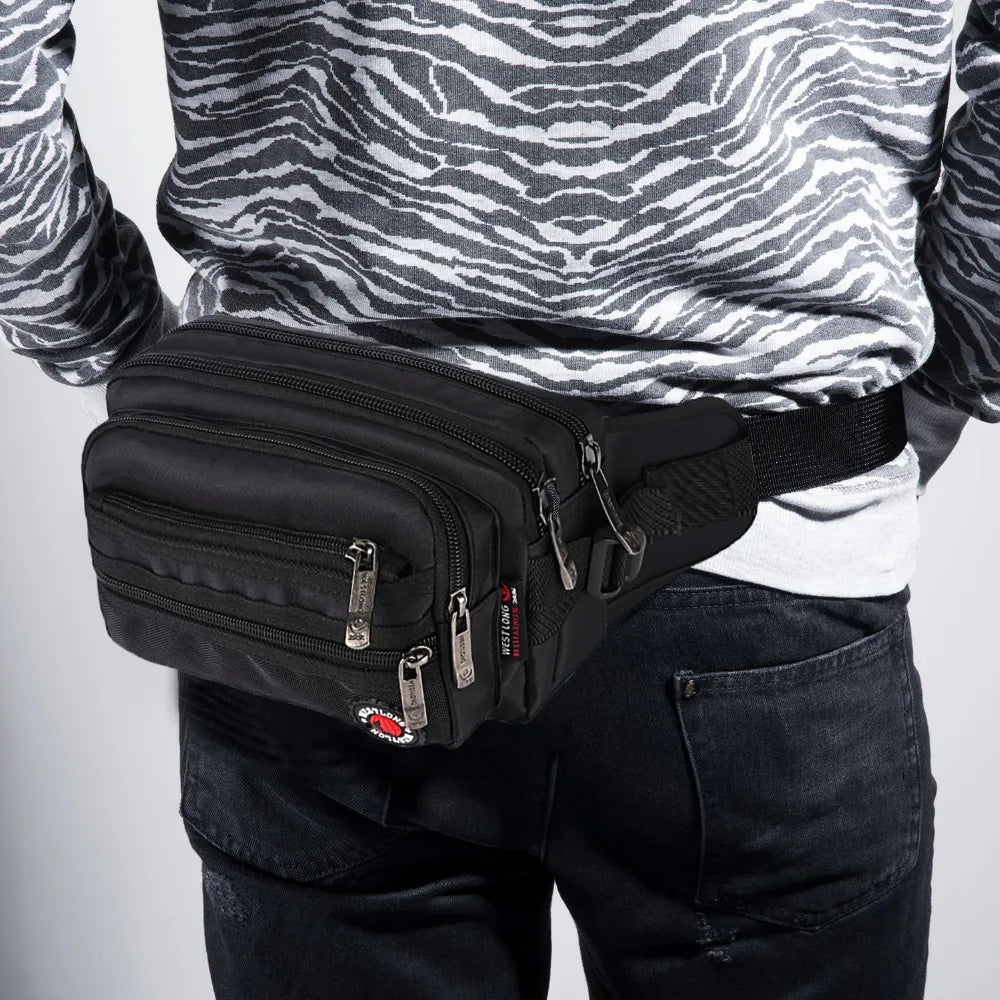 Luxurymania24 black casual fanny pack with phone compartment multiple zip pockets adjustable strap