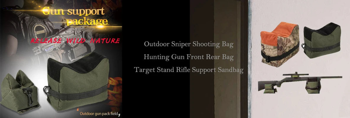 Luxurymania24 hunting rifle shooting sandbags and target rests in green and orange casual fanny pack with phone compartment