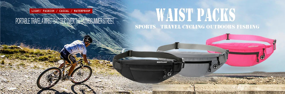 Luxurymania24 casual fanny pack with phone compartment trio in black grey and pink for cycling travel