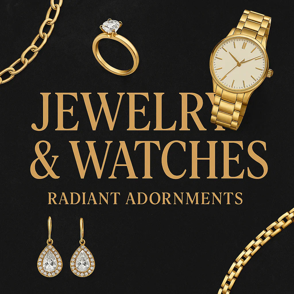 Designer gold watches and rings collection featuring elegant pieces and sparkling details