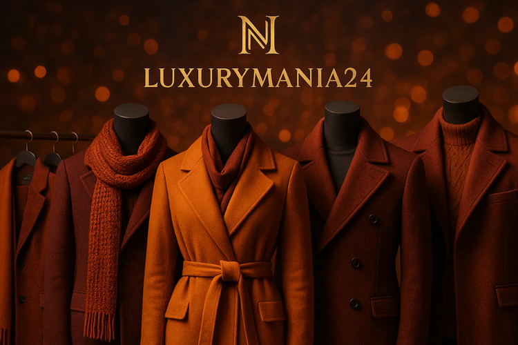 Luxurymania24 holiday collection of elegant wool coats and scarves on mannequins showcasing luxury Christmas gifts 2025