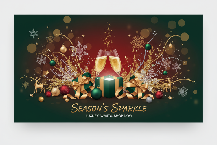 Season's Sparkle collection showcasing Christmas gadgets gift ideas with festive decorations and luxury accents