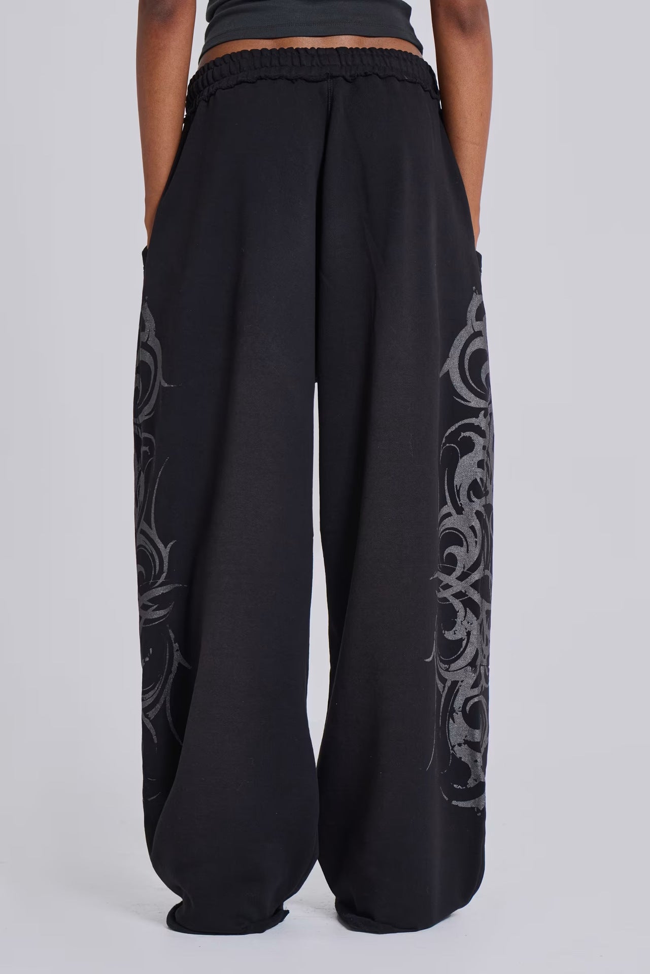 Retro Streetwear Casual Loose Straight Leg Sweatpants with Print Design