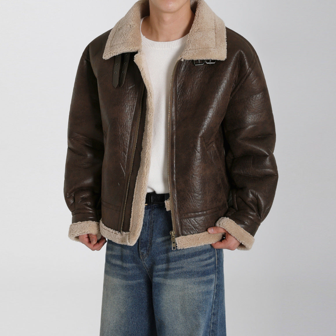 PU Leather Cotton Coat